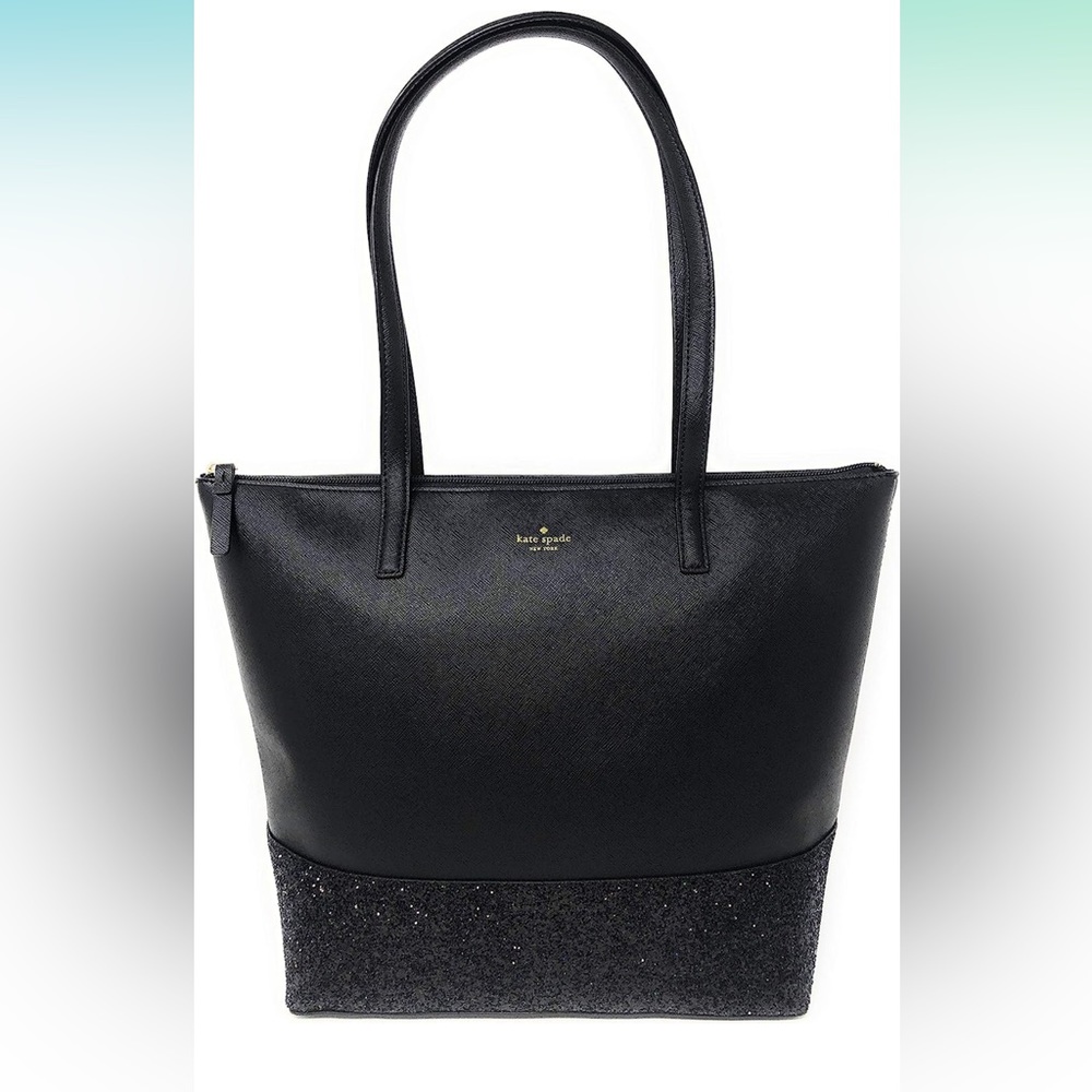kate spade Black Glitter Bottom Leather Tote